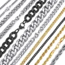 Stainless Steel NK Chain Necklace for Men Women Curb Cuban Link Chain Black Punk Choker Fashion Male Jewelry Gift