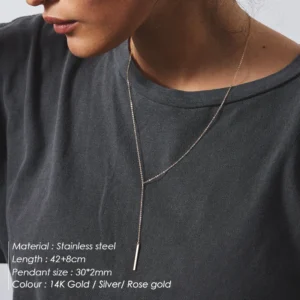e-Manco Korean Style Women Gold Color Stainless Steel Necklace Fashion Layered Necklace Jewelry - Image 2