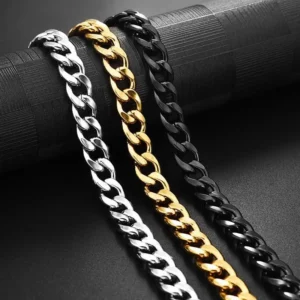 Stainless Steel NK Chain Necklace for Men Women Curb Cuban Link Chain Black Punk Choker Fashion Male Jewelry Gift - Image 3
