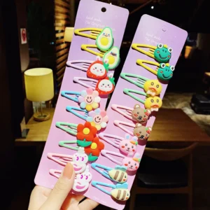 10PCS/Set New Girls Cute Cartoon Ice Cream Unicorn Hairpins Kids Lovely Hair Clips Barrettes Headband Fashion Hair Accessories - Image 6