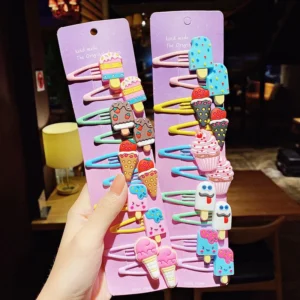 10PCS/Set New Girls Cute Cartoon Ice Cream Unicorn Hairpins Kids Lovely Hair Clips Barrettes Headband Fashion Hair Accessories - Image 5