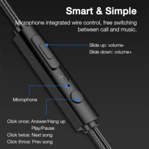 3.5mm Wired Headphones In Ear Headset Wired Earphones with Mic Bass Stereo Earbuds Sports In-line Control For Xiaomi Phones - Image 5