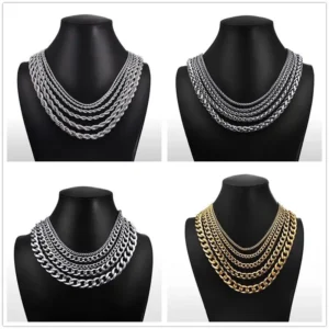 Stainless Steel NK Chain Necklace for Men Women Curb Cuban Link Chain Black Punk Choker Fashion Male Jewelry Gift - Image 5