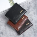 Men'S Short Pu Leather Wallet Business Casual Lychee Pattern Soft Leather Wallet Multi Card Large Capacity Wallet Card Holders