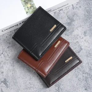 Men'S Short Pu Leather Wallet Business Casual Lychee Pattern Soft Leather Wallet Multi Card Large Capacity Wallet Card Holders - Image 5