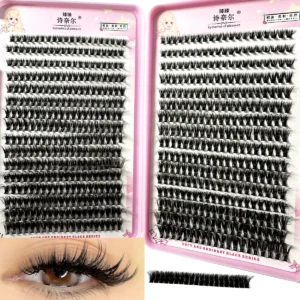 640Pcs 8D Fluffy Thick Eyelash Clusters D Curl Wispy Individual Lashes 8-16mm Mix False Eyelashes Extensions Cluster Lashes
