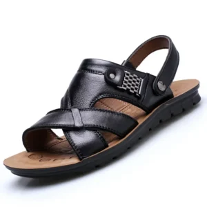 Men Sandals Summer Male Leather Sandals Classic Men Slippers Beach Shoes for Men Comfortable Walking Roman Sandalias Big Size 48 - Image 4