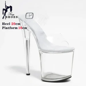 Transparent Crystal Women Sandals with Heels Pole Dancing T-show Model Stripper Shoes Party Club StilettosBride's Wed-ding Shoes - Image 2