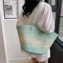 Colorful Straw Woven Beach Bag Large Capacity Underarm Basket Bag Seaside Holiday Woven Bag Spacious Women Shopper Tote Handbag