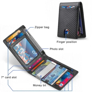 DIENQI Carbon Fiber Rfid Slim Men's Wallets Credit Card Holder Business Wallet Small Short Bi-Fold Billfold Wallet Choice Walet - Image 5