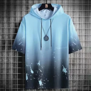 Summer Men's Hoodies Hip Hop Fashion Streetwear Short Sleeve Sweatshirt Men Casual Men Clothed Harajuku Splash ink Hoodies Men - Image 5