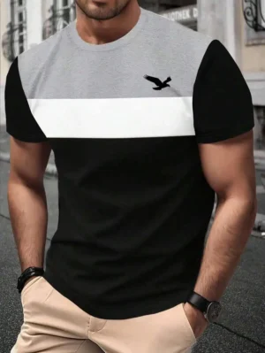 Summer Men's T-Shirt Outdoor Trendy Street Short Sleeve Top Striped Printed Plaid Style Plus Size Loose Men's Clothing Fashion - Image 2