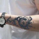1Pc Compass and Anchor Nautical Waterproof Temporary Tattoo Stickers, Long-lasting Waterproof for One to Two Weeks, For Arm, Leg