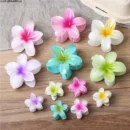 3Pc Sweet Colorful Plumeria Flower Shark Clips Hair Claw Bohemian Ponytail Clip Plastic Hairpin Barrette Summer Hair Accessories