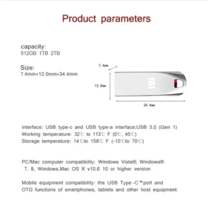 2TB Metal Usb 3.0 Flash Drives High Speed Pendrive 1TB 512GB Usb Drive Portable SSD Memoria Usb Flash Disk TYPE-C Adapter - Image 6