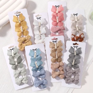 4Pcs/set Butterfly Hair Clip Set for Girls Double Layered Bow Cute Bangs Hair Pin Cotton Safe Kids Baby Hair Accessories Set - Image 4