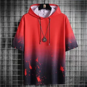 Summer Men's Hoodies Hip Hop Fashion Streetwear Short Sleeve Sweatshirt Men Casual Men Clothed Harajuku Splash ink Hoodies Men - Image 3