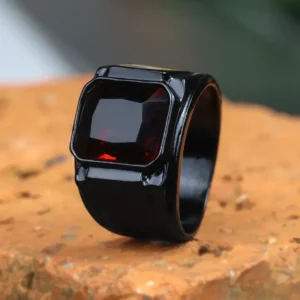 Vintage Black Red New Fashion Hand Ornament Punk Hip Hop Personality Men's Ring Gift for Men and Women Кольцо С Эмалью - Image 5