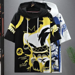 2022 Summer Men's Hoodies Japan Fashion Streetwear Short Sleeve Sweatshirts Men Casual Men Clothed Harajuku Printing Hoodies Men