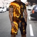 Lion King 3D Printed Men's T-shirt Set 2024 Summer O-collar Short-sleeved T-shirt Top 3D Style Men's Casual Outdoor Fashion Set