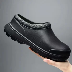 Men's shoes summer kitchen work labor insurance leather shoes men's one-pedal waterproof, non-slip and oil-proof black chef shoe