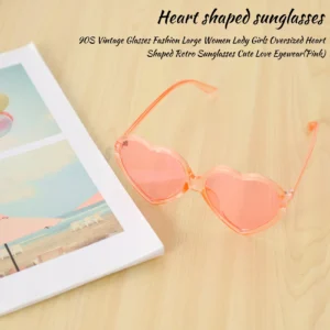 CYL-90S Vintage Glasses Fashion Large Women Lady Oversized Heart Shaped Retro Sunglasses Cute Love Eyewear(Pink) - Image 6