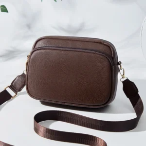 Small Genuine Leather Camera Crossbody Bags for Women Triple Zip Cross Body Purses Handbag with Strap - Image 2