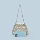 New handheld niche design silver handmade bead woven handbag essential for summer shoulder bag