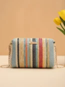 Knitting Women Straw Bag Beach Summer Chain Small Purse and Handbag Female Shoulder Crossbody Bags Travel Design Flap Bag
