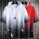 Summer Men's Hoodies Hip Hop Fashion Streetwear Short Sleeve Sweatshirt Men Casual Men Clothed Harajuku Splash ink Hoodies Men