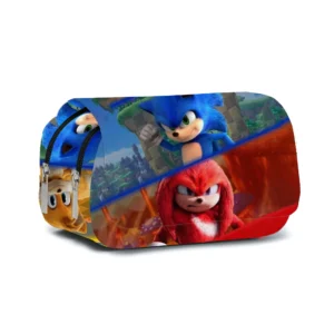 Double Layer SONIC Cartoon Cross-border Double-layer Pencil Bag Pencil Case Primary and Secondary School Student Stationery Box - Image 2