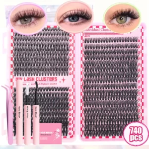 30D40D50D80D DIY Eyelash Extension Kit with Tweezers, Glue and Seal Reusable Single Eyelashes for Party Stage Festival Eye Makeu