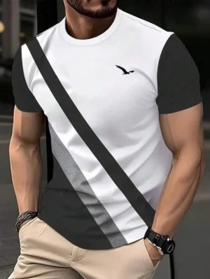 Summer Men's T-Shirt Outdoor Trendy Street Short Sleeve Top Striped Printed Plaid Style Plus Size Loose Men's Clothing Fashion - Image 5