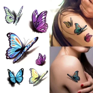 Waterproof 3D Tattoo Sticker Removable Women Temporary Fake Tattoo Sticker Mini Colorful Butterfly DIY Tattoo Sticker Body Art