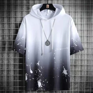 Summer Men's Hoodies Hip Hop Fashion Streetwear Short Sleeve Sweatshirt Men Casual Men Clothed Harajuku Splash ink Hoodies Men - Image 4