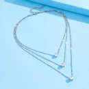 Gold Color Simple Multilayered Pendant Necklace For Girls Women Star Heart Shaped Pendant Necklace Jewelry For Birthday Gift