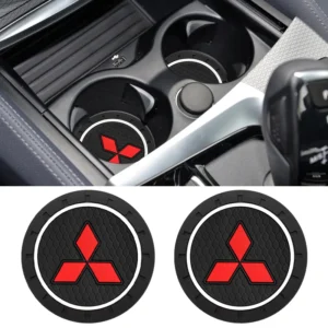 Car Coaster Waterproof Non-Slip Mat Water Cup Slot Decorate Accessories For Mitsubishi Lancer 9 Outlander ASX L200 Pajero Colt