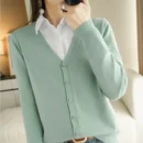 Spring Autumn Women Cardigans Single Breasted V-neck Solid Knitted Sweater Slim Female White Cardigans Casual Outerwear