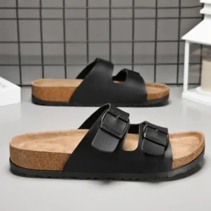 2024 New Leather Cork Herringbone Slippers for Men and Couples Retro Summer Moeller Slippers Fashion Casual Beach Sandals - Image 4