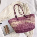 Colorful Straw Woven Beach Bag Large Capacity Underarm Basket Bag Seaside Holiday Woven Bag Spacious Women Shopper Tote Handbag