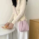 Woven French pleated texture bag spring and summer new Korean version niche design candy color magnetic small square bag women