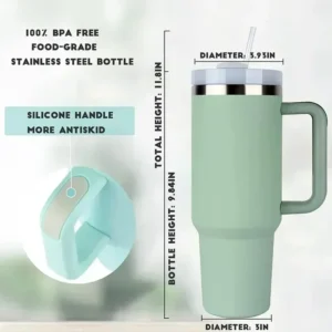 Jumbo 304 Stainless Steel Insulated Mug 40oz Generation Car Cup with Handle Portable Ice Master Straw Cup Leak-Proof Food-Grade - Image 4