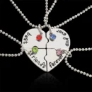 Best Friend 4 Piece Necklace Women Jewelry BFF Friendship Pendant Neck Chain Choker Rhinestone Jewelry for Women Gift 2024
