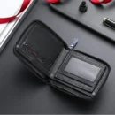 New carbon fiber pattern zipper men's wallet multi-card capacity large capacity short ID card pack wallet
