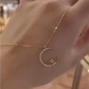 Temperament Star Moon Pendant Necklace, Women's Sparkling Exquisite Clavicle Chain, Unique Design Luxury Gift for Girlfriend