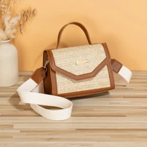 Straw Woven Handbag, Trendy and Fashionable, Simple Woven Sequin Decoration, Cross Body Small Square Bag Bags for Women - Image 5