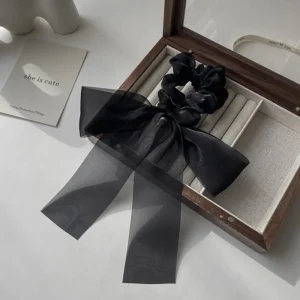 Korea Women Black White Yarn Bow Hair Clip Bands for Women Girls Summer Clip Back Head Hairpin Fashion Girl Hair Accessories - Image 6