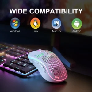 2.4G Wireless Mouse with RGB Backlit 6-button 3-speed DPI Type C Rechargeable Ergonomic Honeycomb Design Gaming Mouse - Image 3