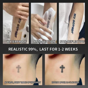 1Pc Cross Waterproof Temporary Tattoo Stickers, Long-lasting Waterproof for One to Two Weeks, Suitable For Finger, Plam, Neck. - Image 4
