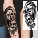 1 Sheet Evil Women Face Joker Mask Temporary Tattoos For Men Women Adults Waterproof Realistic Fake Tattoos Long Lasting Sticker